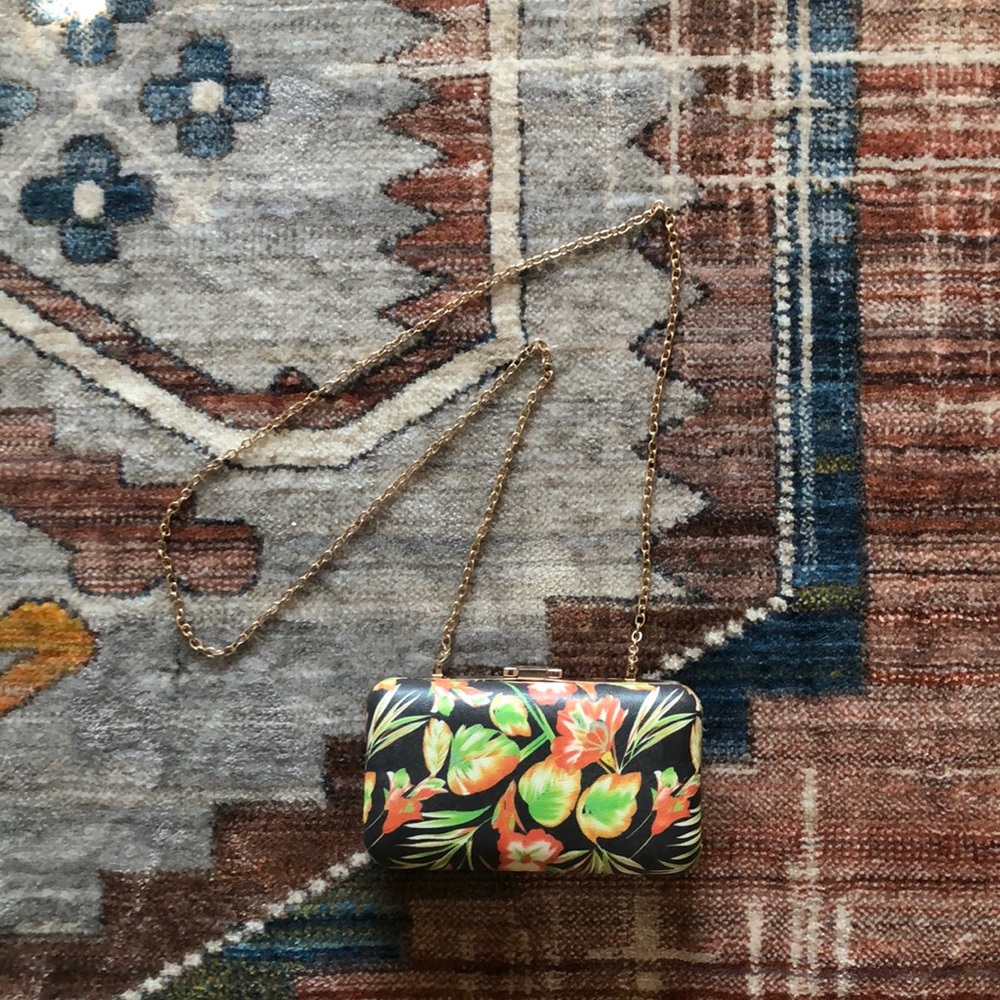 Hard shell tropical print bag
